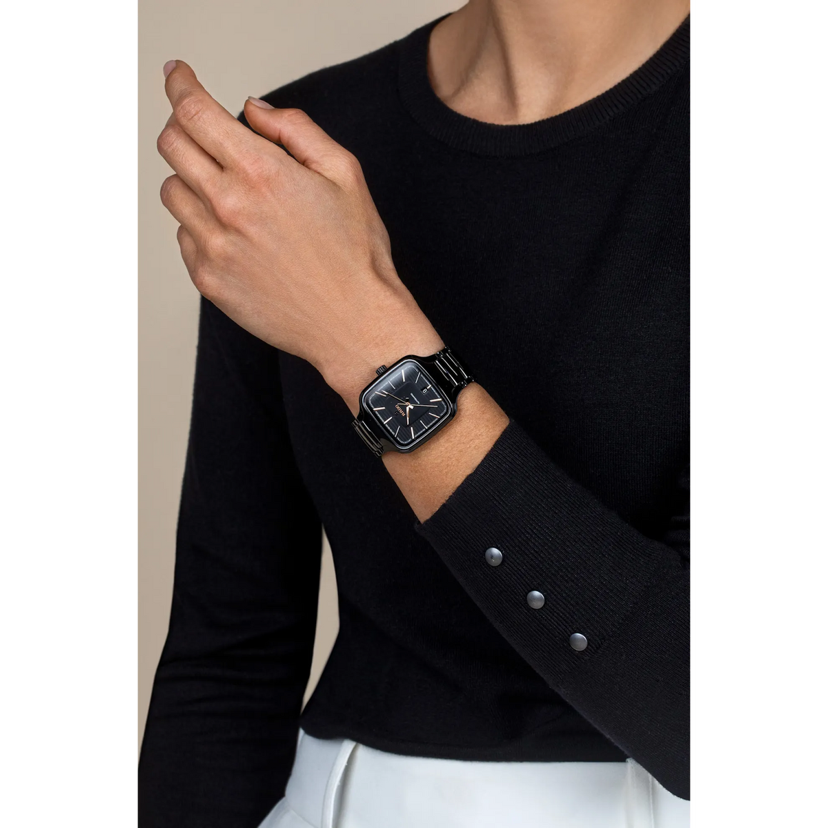 Rado True Square Black High-Tech Ceramic, Titanium for Unisex R27078172