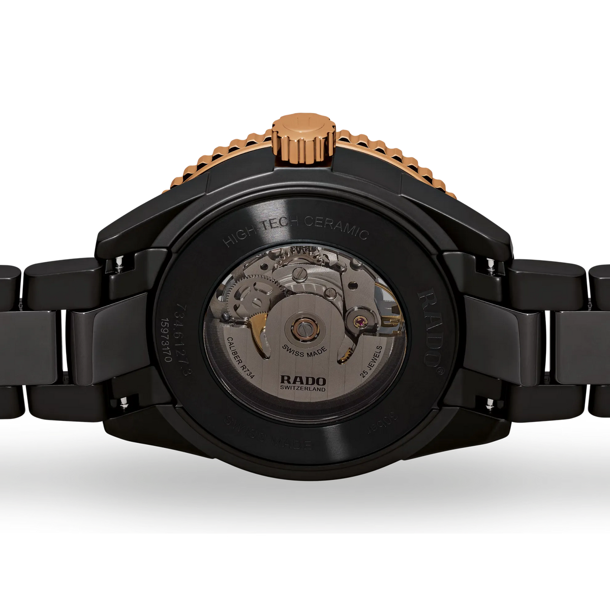 Rado Captain Cook Black High-Tech Ceramic Monobloc with Rose Gold PVD Stainless Steel Rotating Bezel for Unisex R32127162