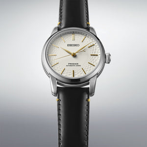 Scale view of Seiko Presage Unglazed Arita Porcelain Mens Watch SPB497J1