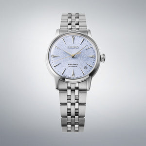 Close view of Seiko Presage Frozen Skydiving Diamond Cocktail Watch SRPL61J1