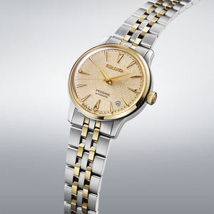 Side angle view of Seiko Presage Frozen Daiquiri Diamond Cocktail Watch SRPL64J1