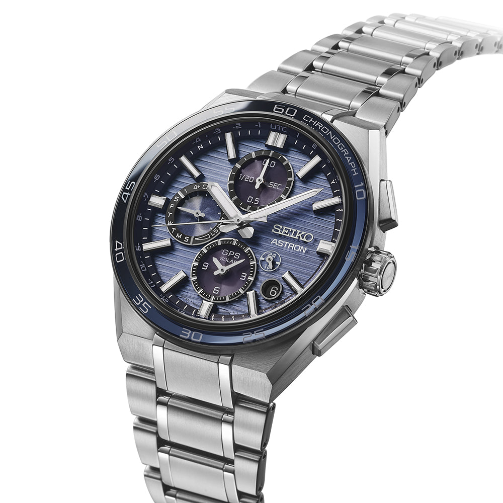 Side angle view of Seiko Astron SSH175J1 - GPS Solar Dual-Time Chronograph Watch