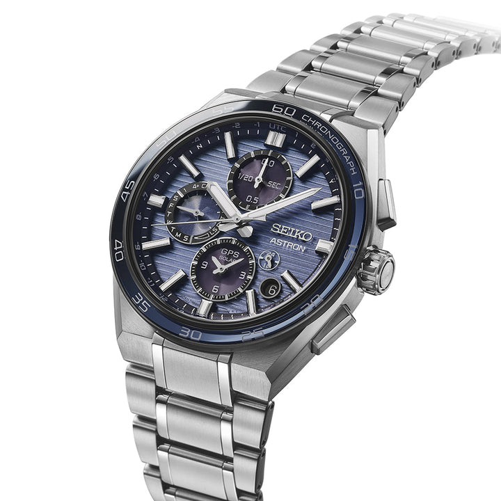 Side angle view of Seiko Astron SSH175J1 - GPS Solar Dual-Time Chronograph Watch