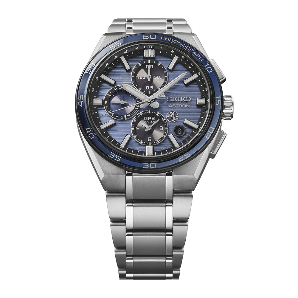 Astron GPS Solar Dual-Time Chronograph in Slate Blue - SSH175J1