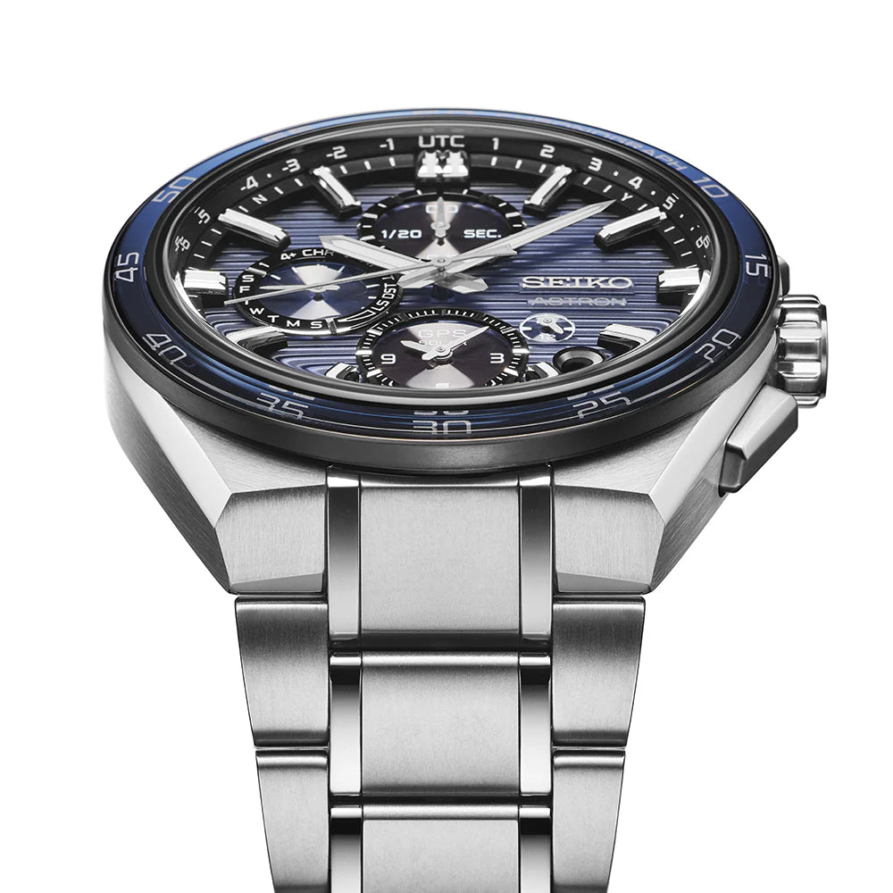 Astron GPS Solar Dual-Time Chronograph in Slate Blue - SSH175J1