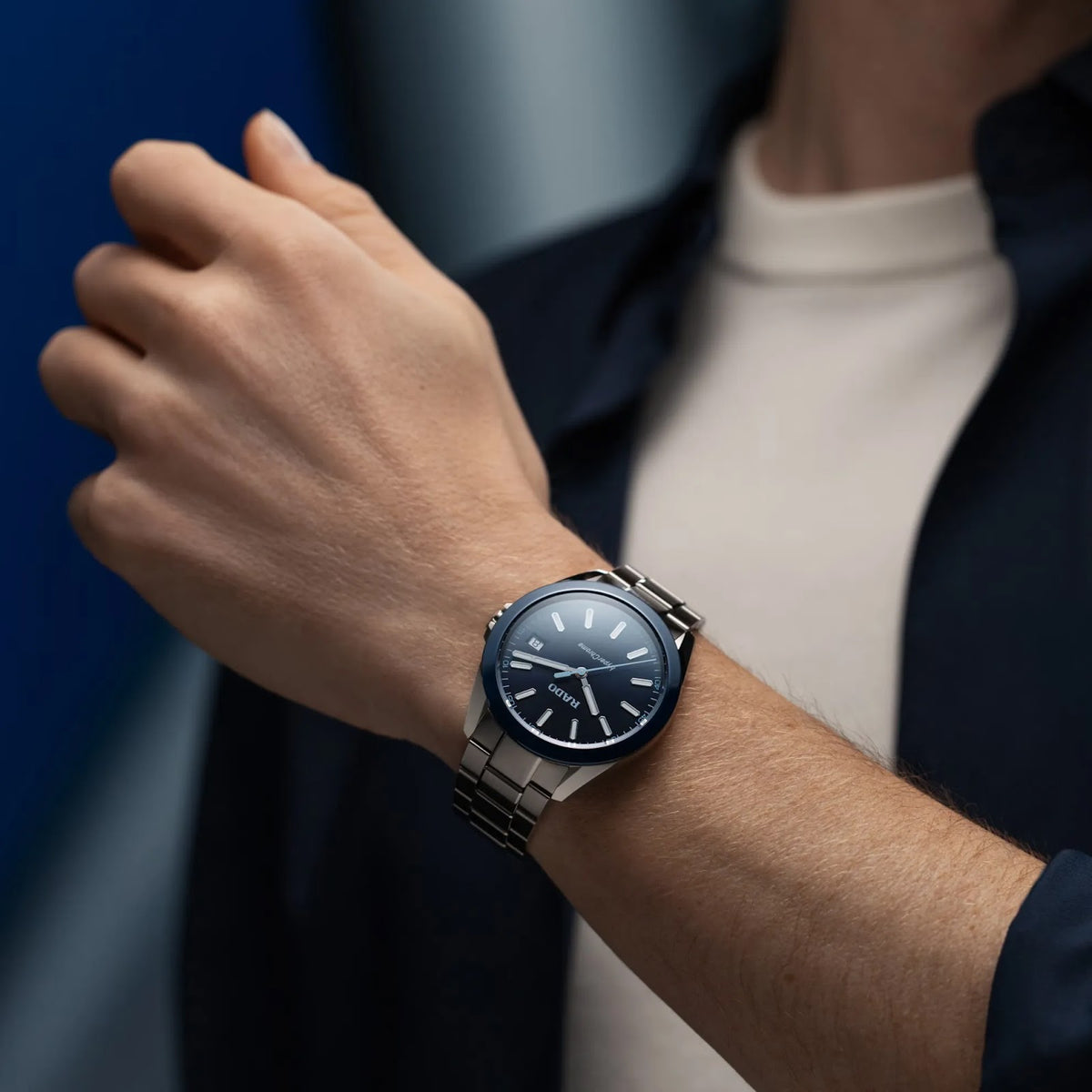Rado HyperChrome Stainless Steel with Blue High-Tech Ceramic Bezel for Men R32280203