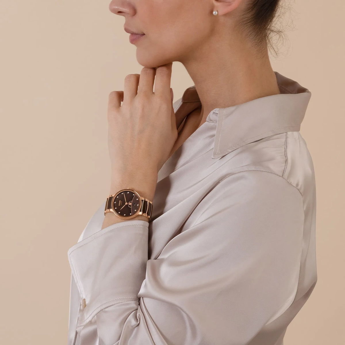Rado Centrix Stainless Steel with Rose Gold PVD for Women R30232902