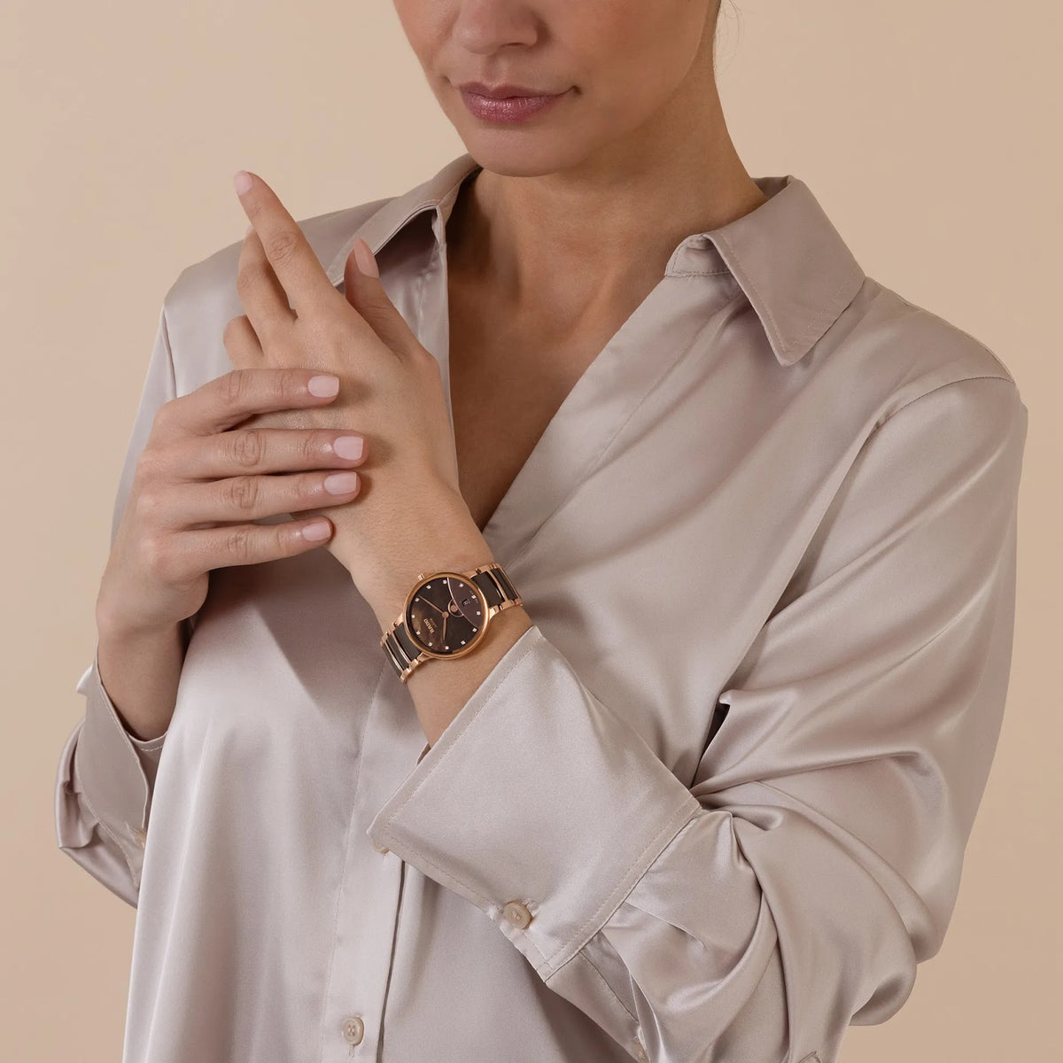 Rado Centrix Stainless Steel with Rose Gold PVD for Women R30232902